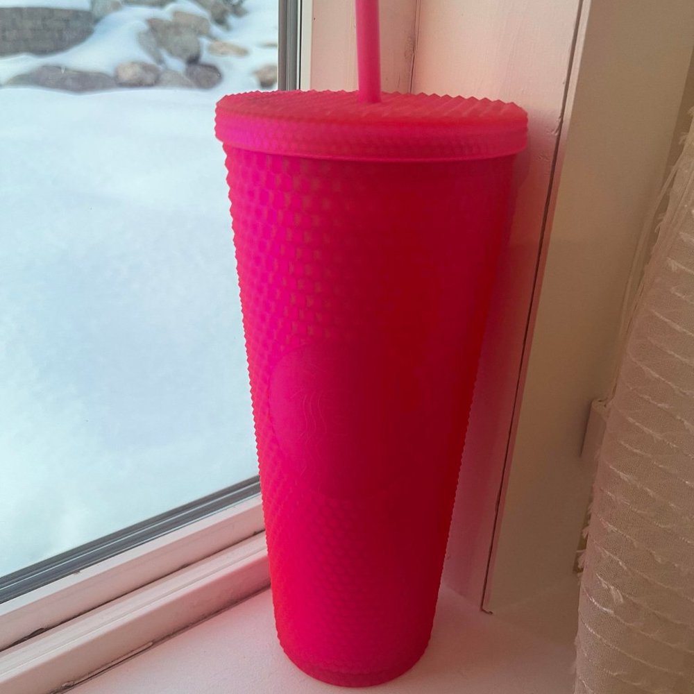 Starbucks Neon Pink Studded Fall 2021 Venti Tumbler Cup Halloween Jelly